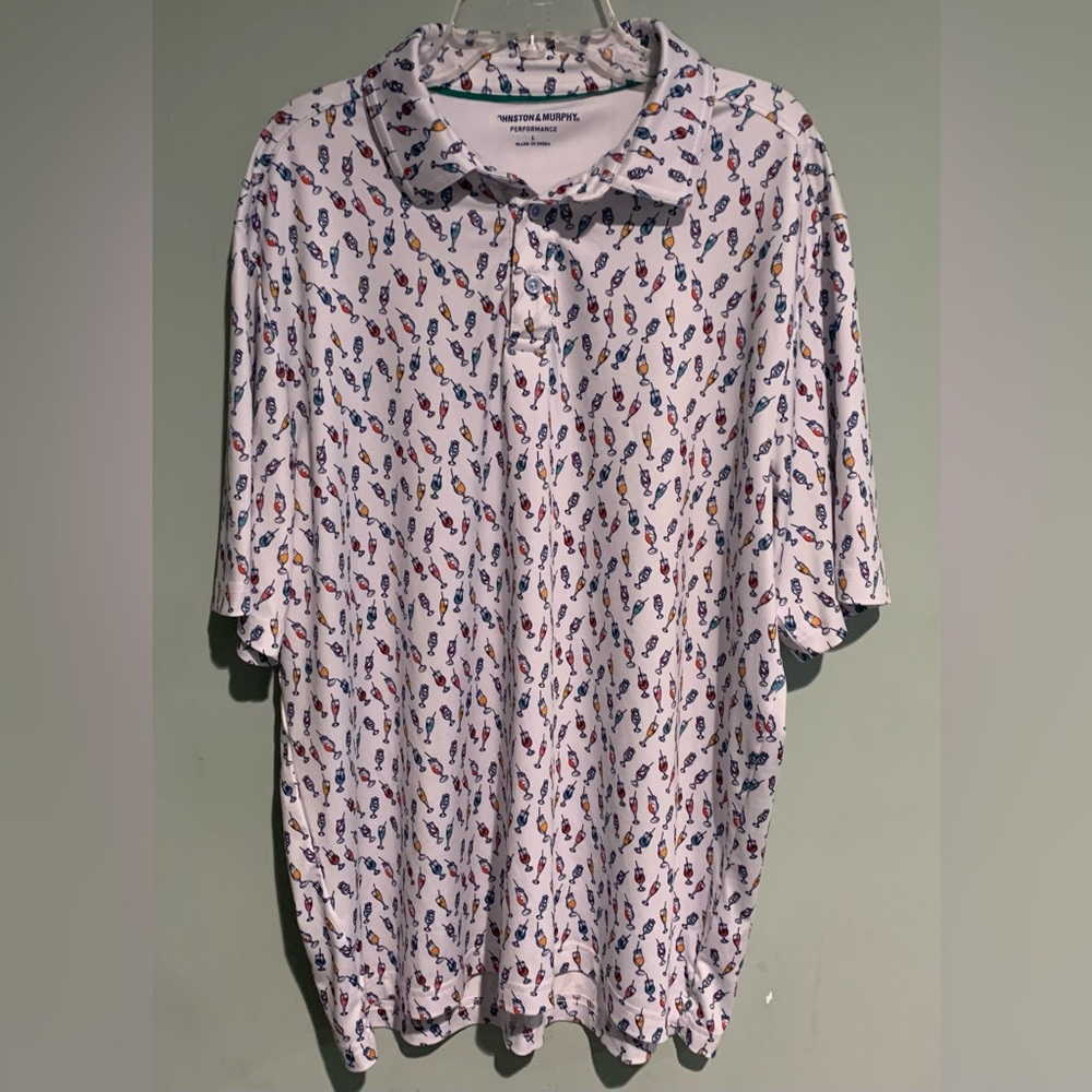 Johnston & Murphy Performance Polo Shirt Cocktail Print